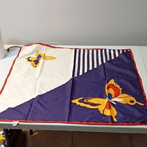 Purple Yellow and White Butterfly Scarf Elorian Orginial Polyester Granny Chic